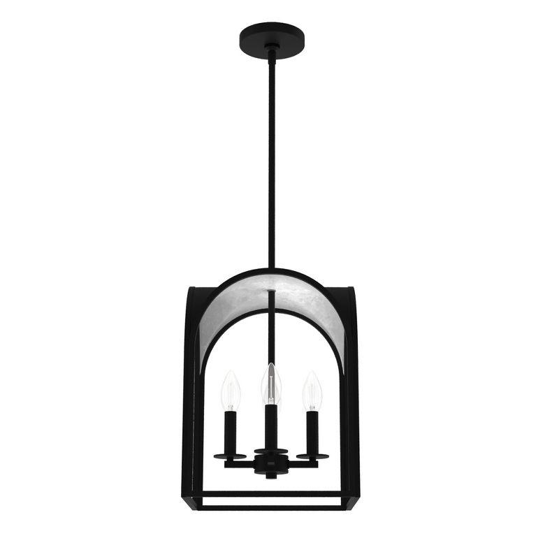 12" 4-Light Dukestown Natural Black Iron and Leaf Lantern Pendant Ceiling Light - Hunter Fan