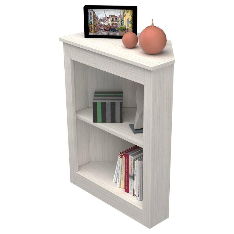 Contemporary Washed Oak Corner Bookshelf with Dual Shelves