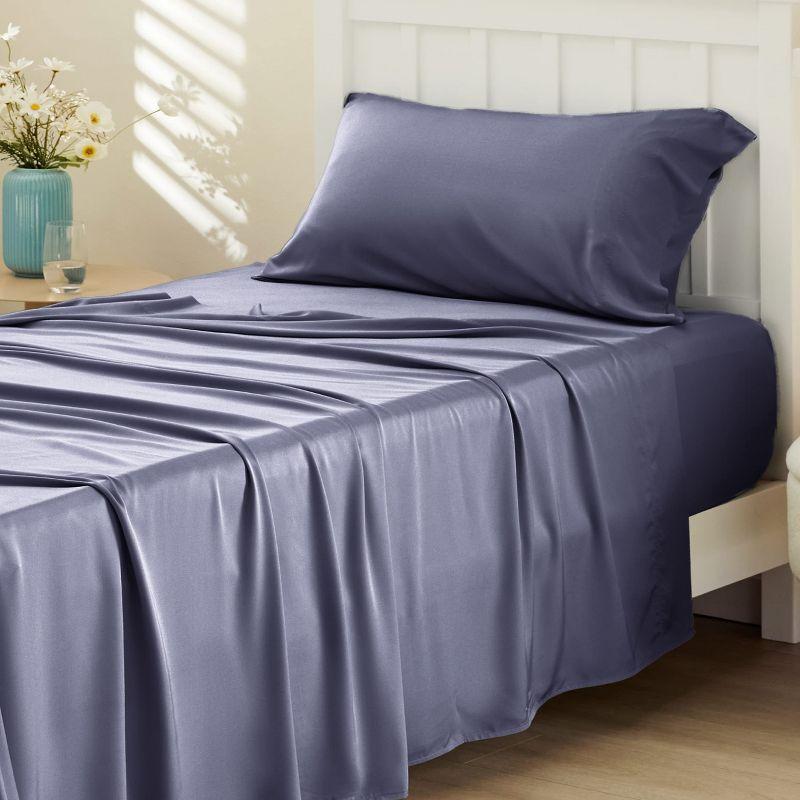 Rayon Derived from Bamboo Sheet Set 3 Pcs Solid Twin Dark Grey - Bedsure