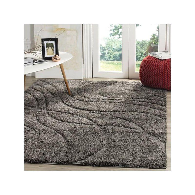 Florida Shag SG471 Power Loomed Indoor Area Rug - Grey/Grey - 5'3"x7'6" - Safavieh