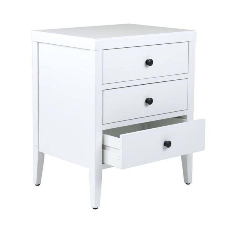 Webb White Acacia Wood 3-Drawer Nightstand