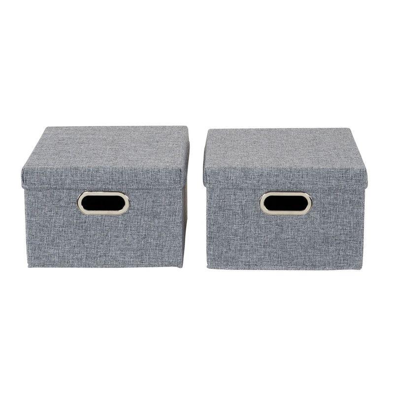 Storage Boxes with Lids, 2 Piece Set with Durable Grommet Handles, PP Non-Woven Fabric with Strong Chipboard Siding, Foldable and Stackable, Easily Accessible, Versatile