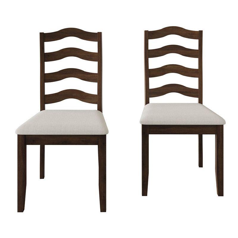 ChaletPosh Brown Wooden Dining Chair With Warm Grey Cover (Set of 2)