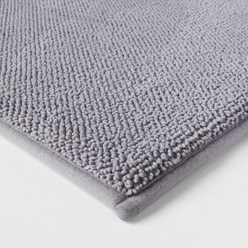20"x34" Fine Chenille Memory Foam Bath Rug Dark Gray - Threshold™: Luxurious Comfort, Machine Washable, Knitted Design