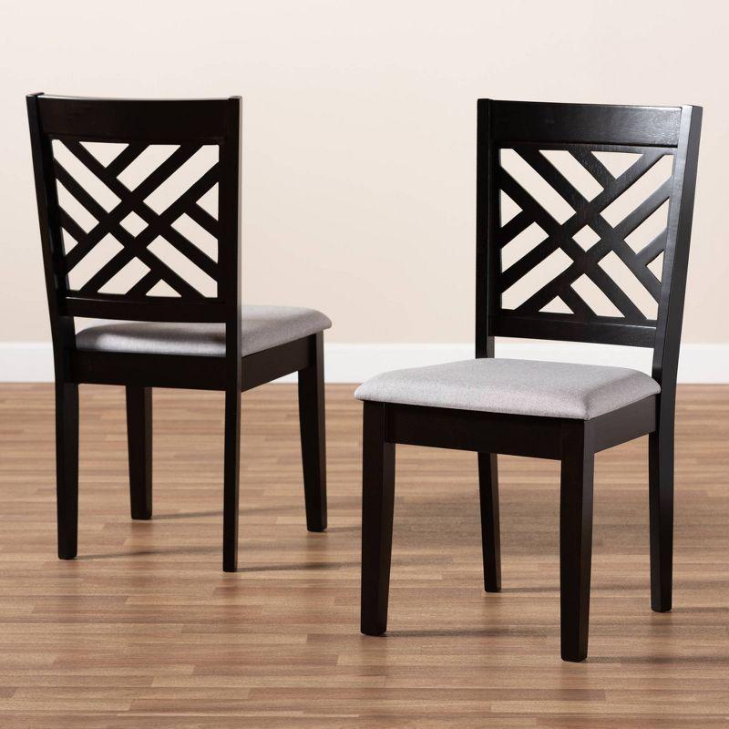 2pc Caron Upholstered Wood Dining Chair Set Sand Gray/Espresso - Baxton Studio