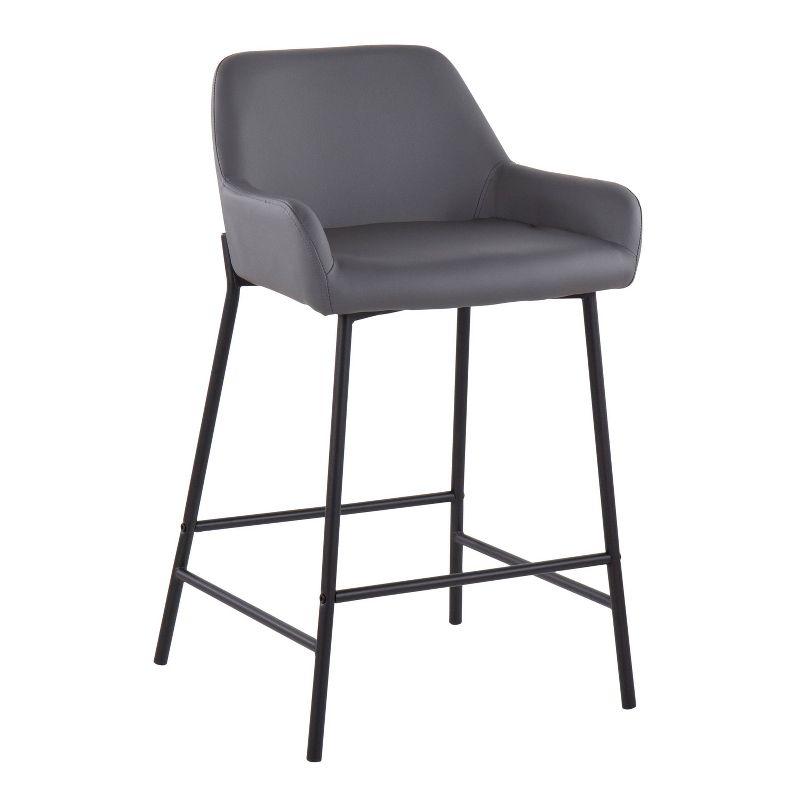 Set of 2 Daniella Metal/Faux Leather Counter Height Barstools Black/Gray - LumiSource: Padded, Modern Design, 250lb Capacity