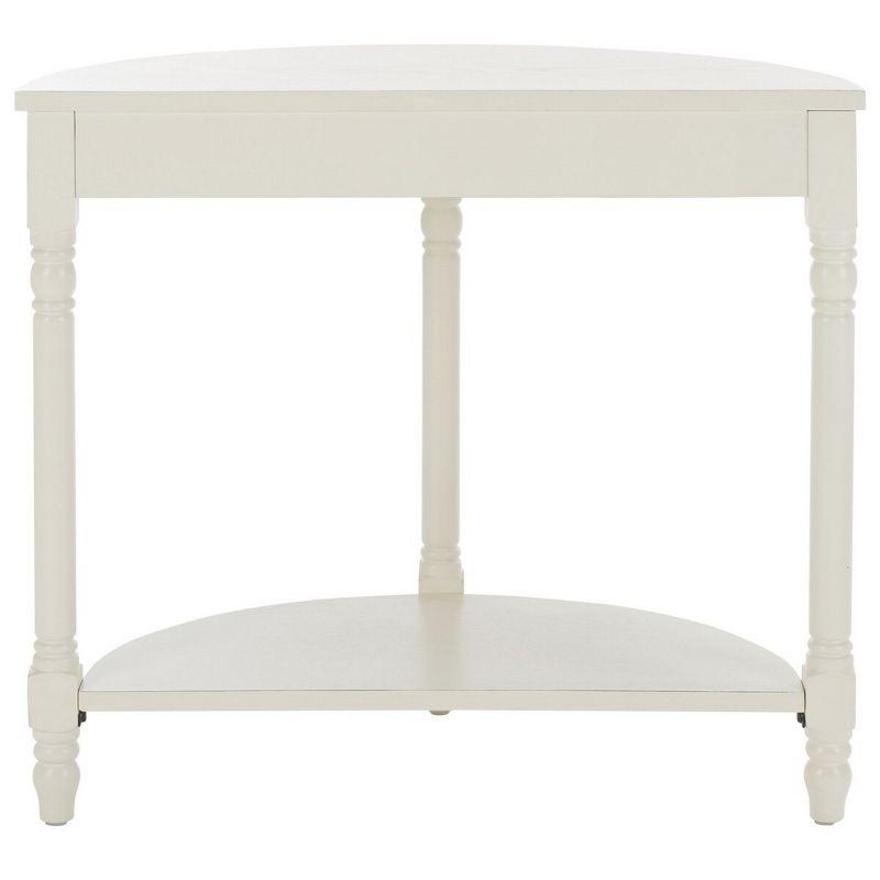 Transitional Beige Demilune Console Table with Turned Legs