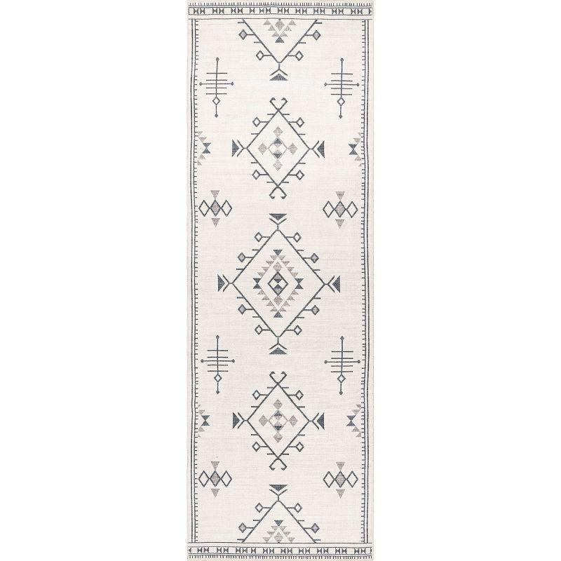 Nuloom Evalyn Diamond 2x6 Machine Washable Runner Indoor Area Rug for Living Room Bedroom Dining Room Entryway Hallway Kitchen, Cream/Ivory