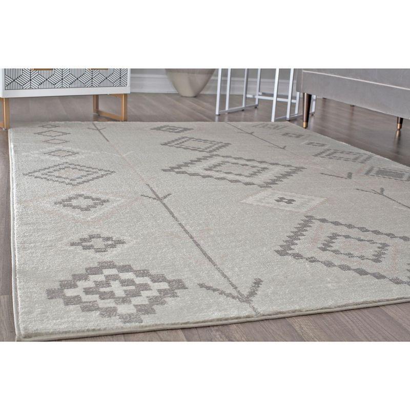 Bodrum Tribal Native Fog Area Rug