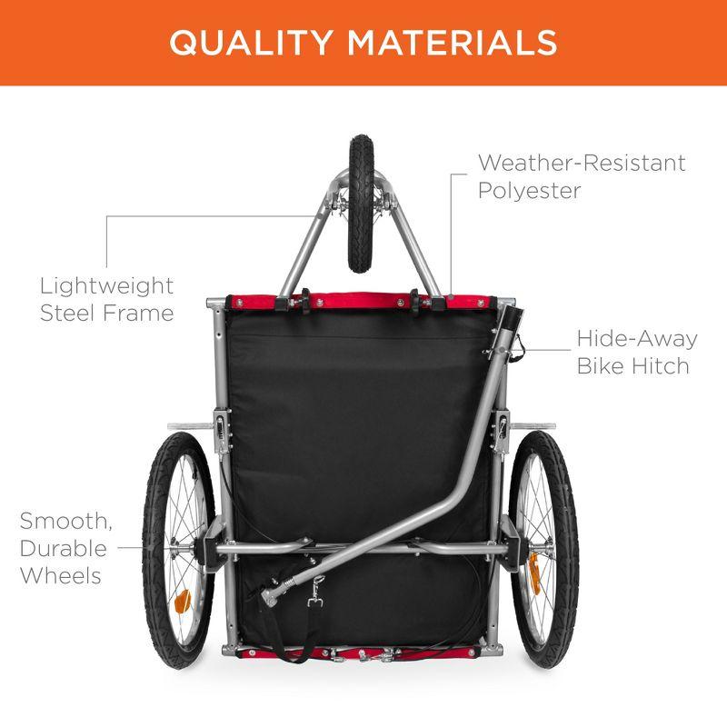 Best Choice Products 2-in-1 Dog Bike Trailer, Pet Stroller Bicycle Carrier w/ Hitch, Brakes, Visibility Flag, Reflector