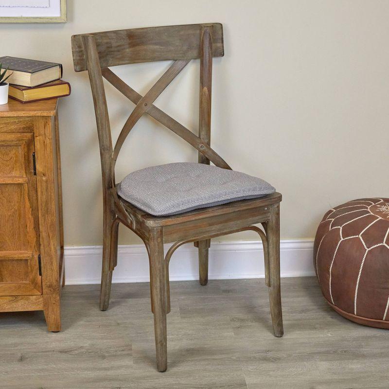 Gripper 2pc 15"x 16" Non Slip Saturn Tufted Chair Cushions Gray: Basket Weave, Polyester & Cotton, Indoor, Solid Pattern