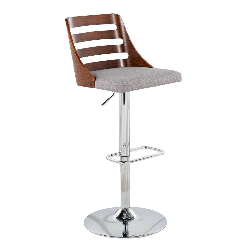 Trevi Walnut and Grey Adjustable Swivel Barstool - Set of 2