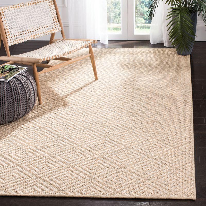 Beige Geometric Hand-knotted Sisal 4' x 6' Rug