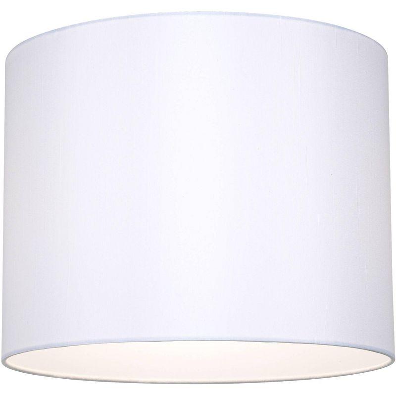 Springcrest White Hardback Medium Drum Lamp Shade 14" Top x 14" Bottom x 11" High (Spider) Replacement with Harp and Finial