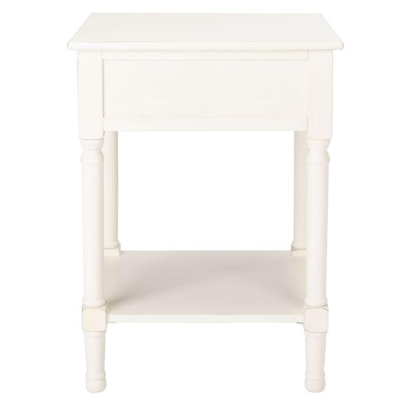 Farmhouse Chic Distressed White and Greige Wood Accent Table with Storage