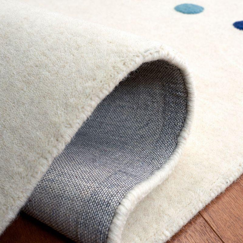 Ivory Polka Dot Hand-Tufted Wool Kids Runner Rug