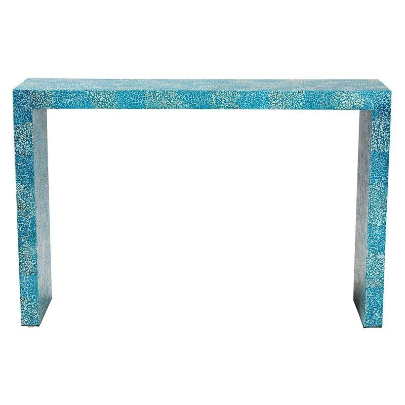 Baxton Studio Veruca Mother of Pearl Console Table Cyan: Exotic Bohemian Design, No Assembly, MDF Frame