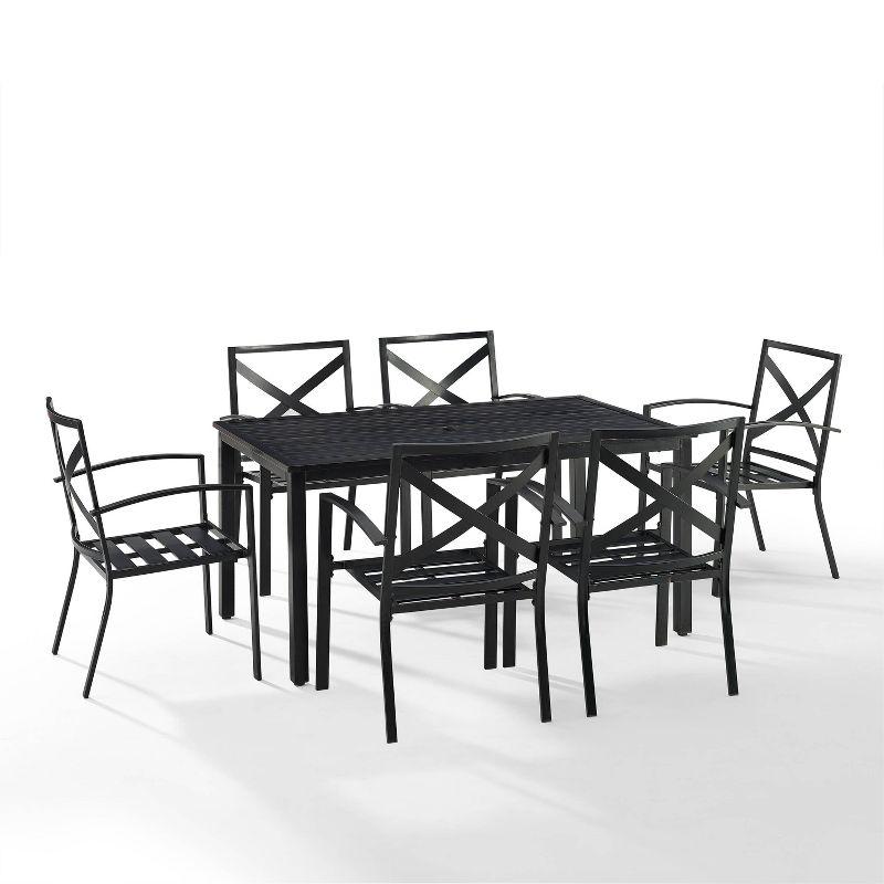 Kaplan 7pc Outdoor Dining Set with Arm Chairs Mist/Oil Rubbed Bronze - Crosley: Weather-Resistant Patio Furniture