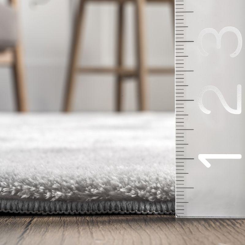 Light Grey Solid Shag 5'x8' Washable Synthetic Area Rug