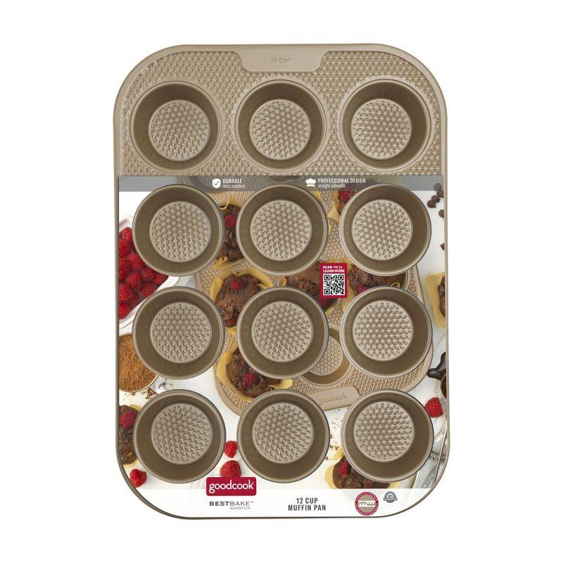 GoodCook 12c Best Bake Nonstick Muffin Pan: Carbon Steel Cupcake Tray, Dishwasher-Safe, Lifetime Warranty