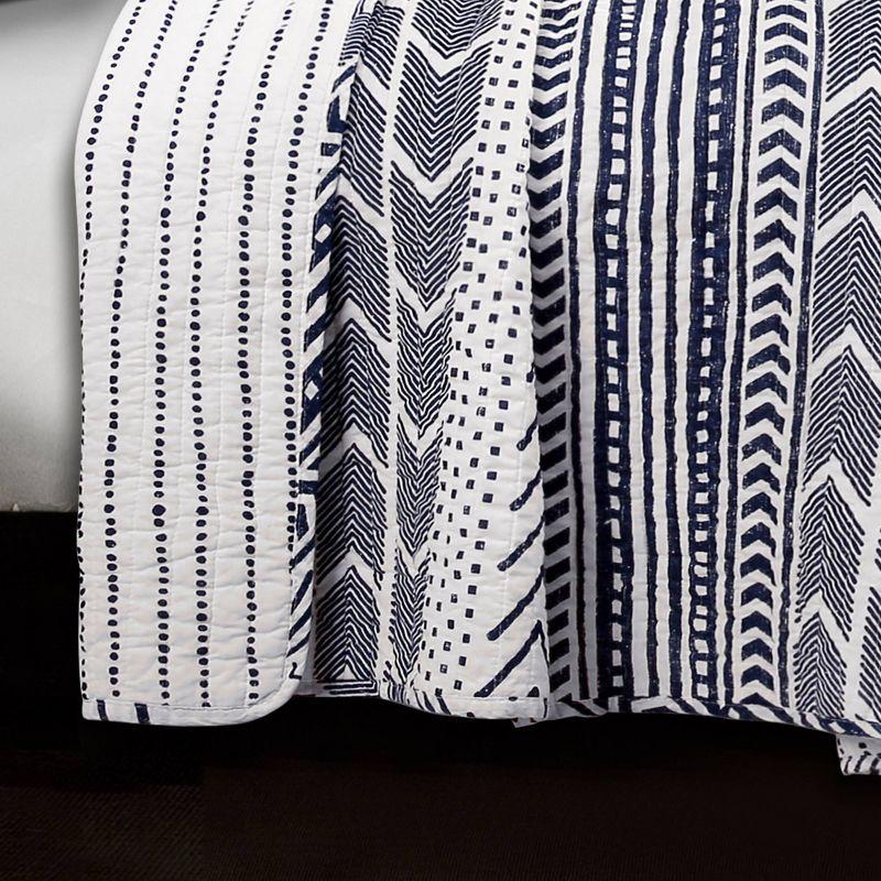 Lush Décor 3pc King Hygge Geo Reversible Quilt & Sham Set Navy/White: STANDARD 100 OEKO-TEX Certified