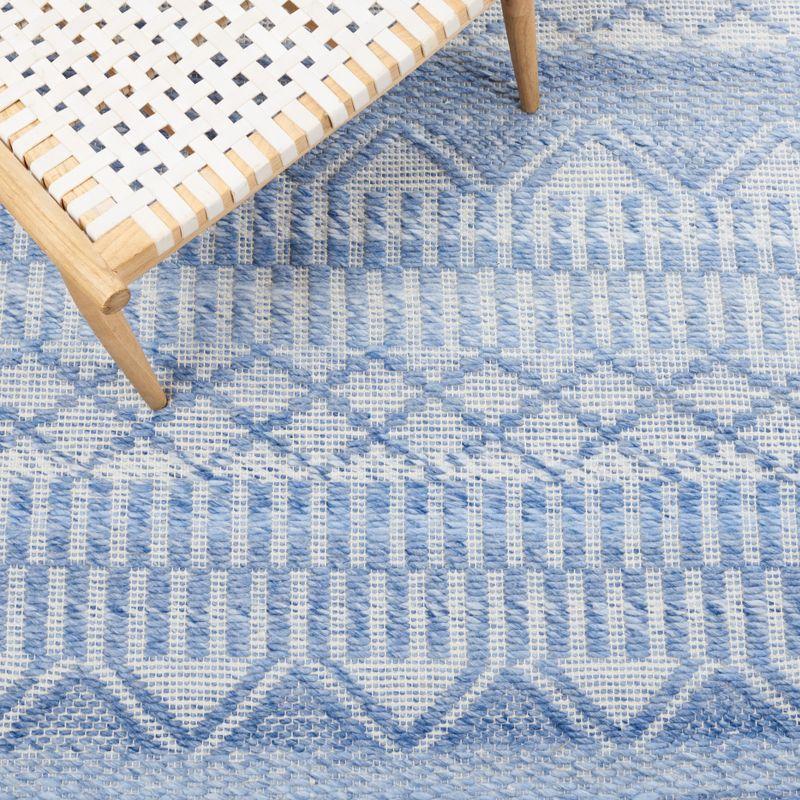 Coastal Breeze Blue Rectangular 3'x5' Flat Woven Wool Rug