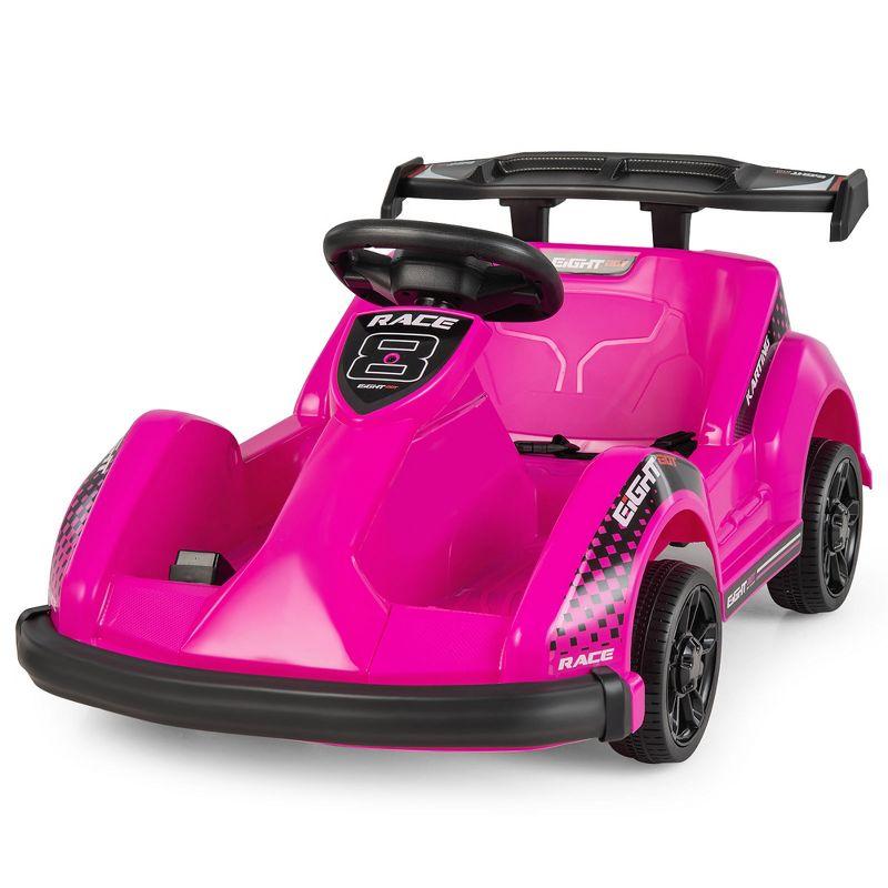 Costway 6V Electric Go Kart for Kids Electric Ride On Car w/ 2.4G Remote Control w/Soft Start Sound and Music Function Pink