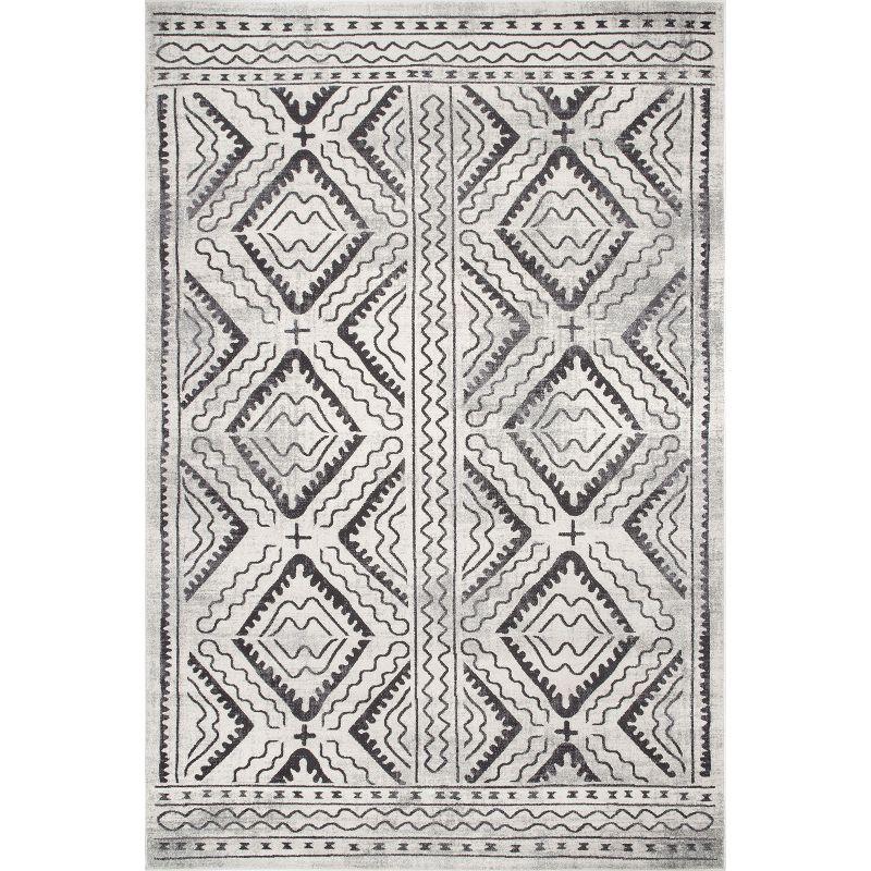 Ivory Aztec Trellis 8' x 10' Easy-Care Synthetic Area Rug