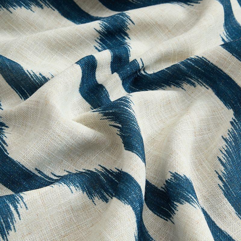 Renzo Ikat Geometric Linen Room Darkening Single Window Curtain Panel - 52" x 95" - Indigo - Elrene Home Fashions