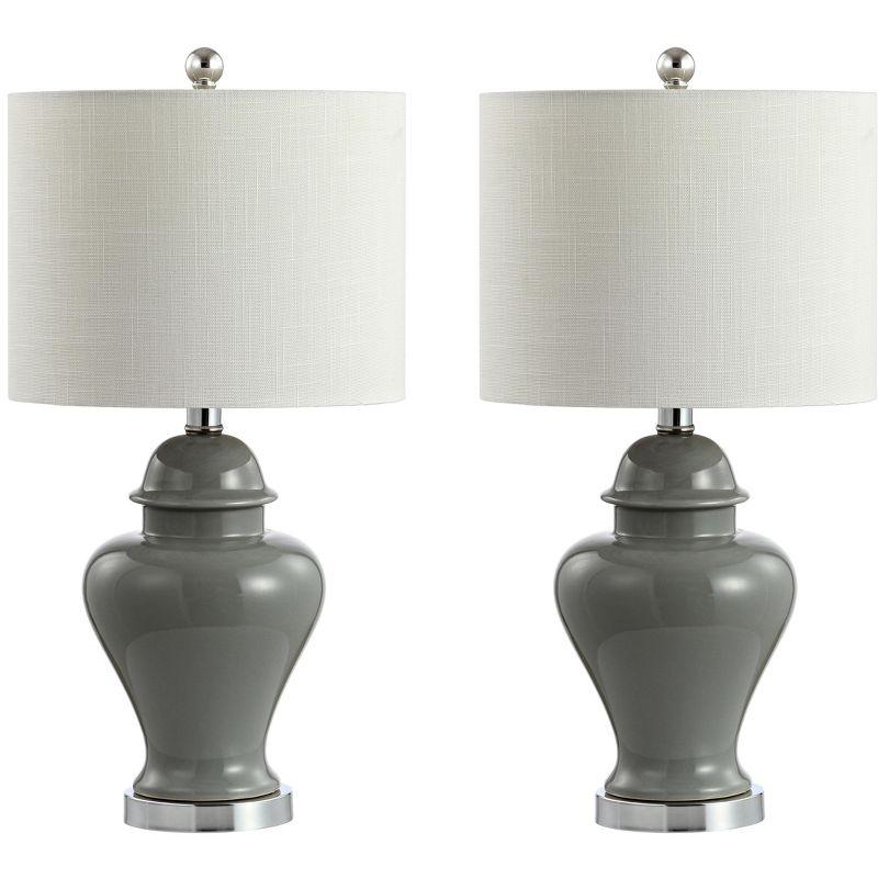 JONATHAN Y Qin 22" Ceramic/Iron Classic Cottage LED Table Lamp, Gray
