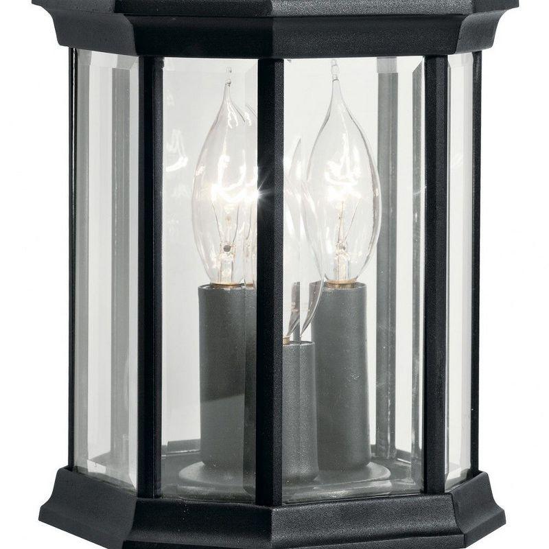 Black Aluminum Lantern Wall Sconce with Clear Glass