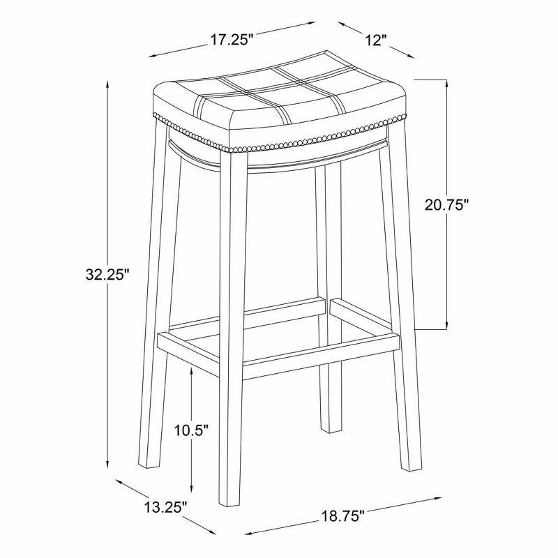 Black 32" Backless Saddle Wood Bar Stool with Faux Leather