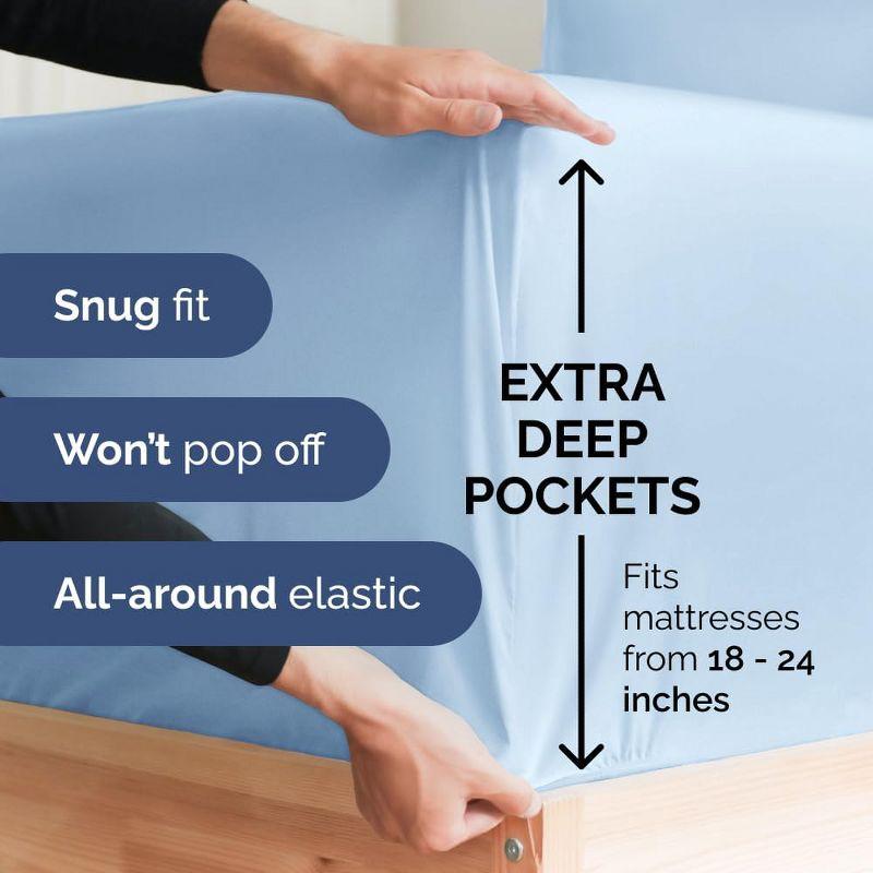 4 Piece Ultra Soft & Cooling Deep Pocket Sheet Set Brushed Hotel Luxury Bed Sheets
