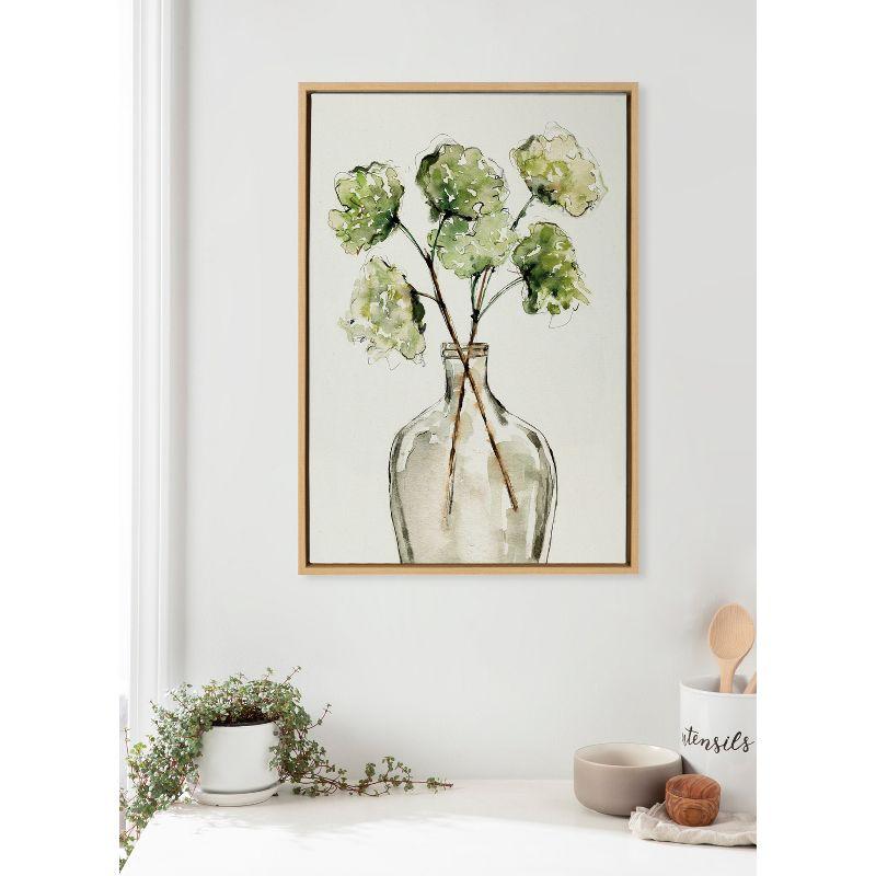 23" x 33" Sylvie Greenery Vase Framed Canvas by Sara Berrenson Natural - Kate & Laurel All Things Decor