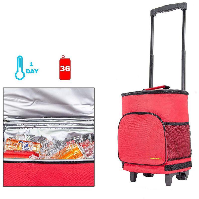 dbest products Ultra Compact Cooler Smart Cart, Insulated Collapsible Rolling Tailgate BBQ Beach Summer - Red