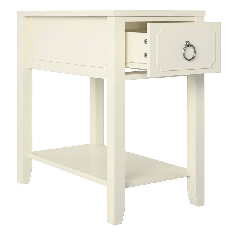 Majesty White Rectangular Side Table with Storage