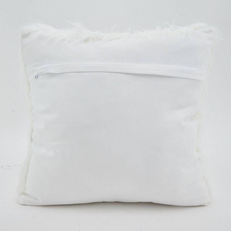 Ivory Faux Fur Long Hair Square Throw Pillow Set