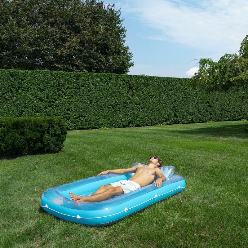 Blue Inflatable Swimming Pool Lounger with Pillow 70"