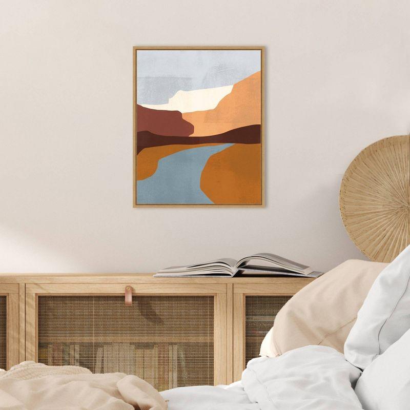 Sedona Colorblock Abstract Canvas Art with Maple Frame