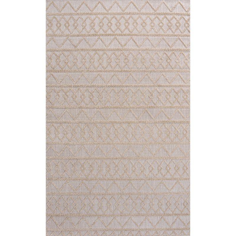 Aylan High-Low Pile Knotted Trellis Geometric Indoor/Outdoor Area Rug  - JONATHAN Y