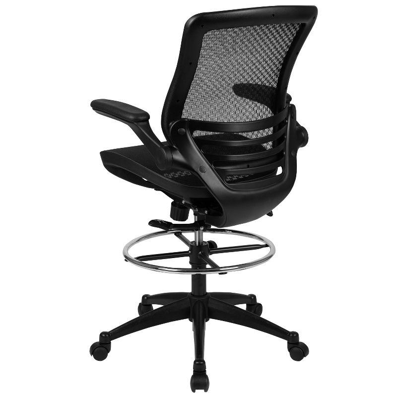 Flash Furniture Mid-Back Transparent Mesh Drafting Chair with Flip-Up Arms