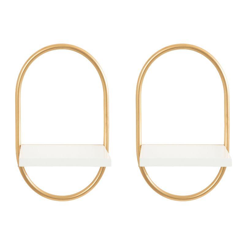 Set of 2 Olav Wall Shelf Set White: Modern Floating Shelves by Kate & Laurel All Things Decor