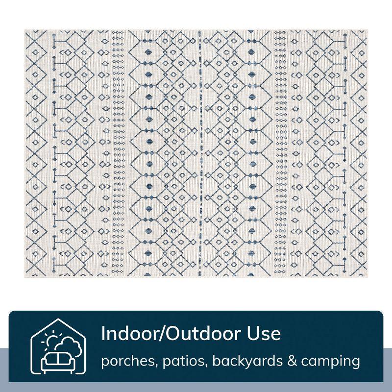 Nordic Lattice Light Blue Synthetic 8' x 10' Indoor/Outdoor Rug