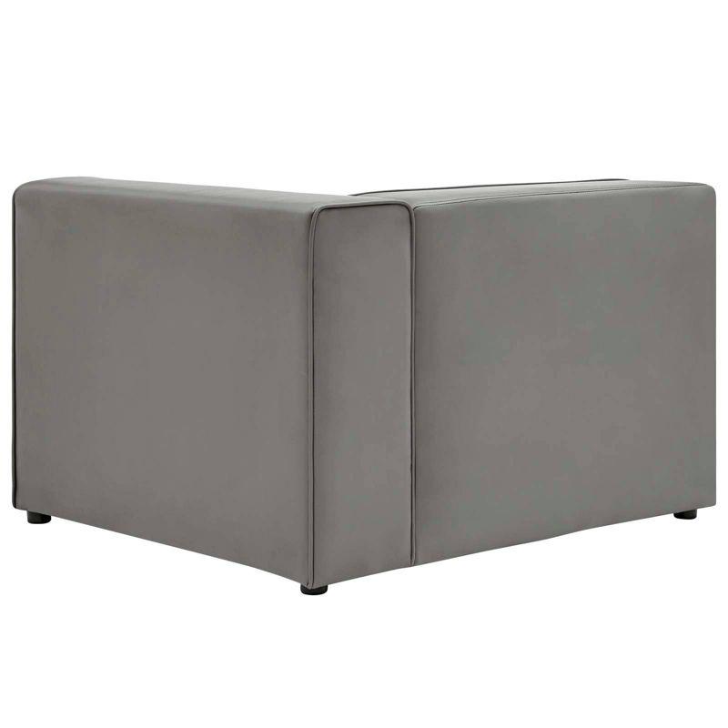 Mingle Vegan Leather Right Armchair Gray - Modway: Contemporary Modular Lounge Furniture, No Assembly Required