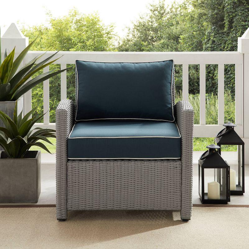 Bradenton Deep Seating Outdoor Armchair with Navy Cushions