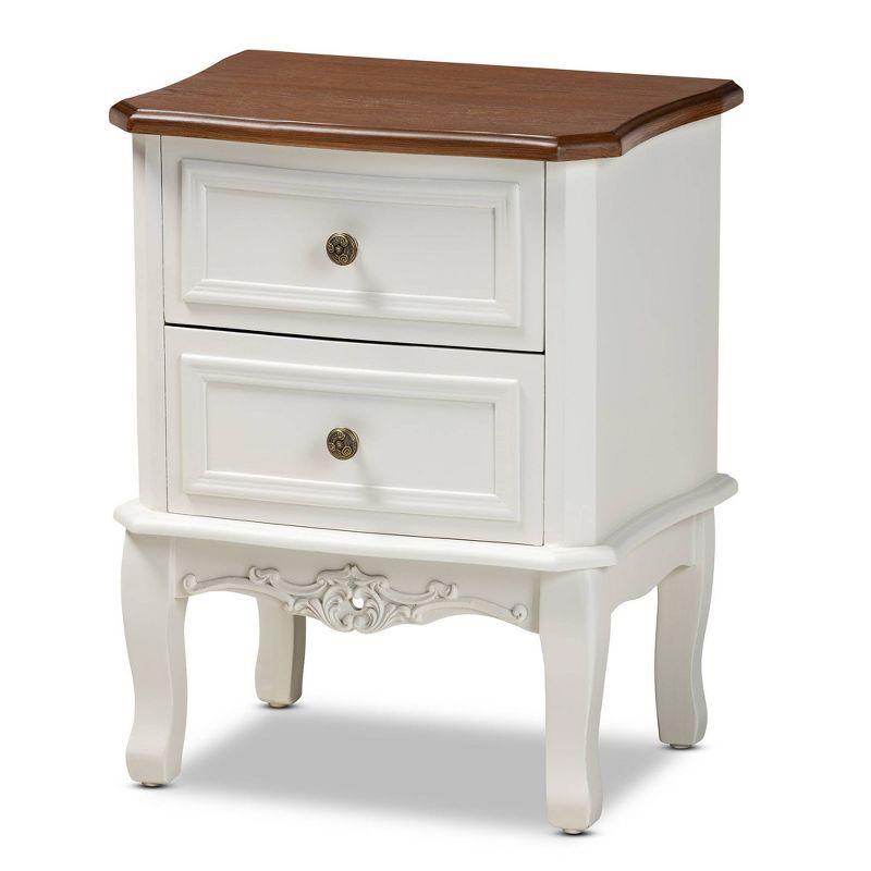 Darlene French White & Cherry Brown Traditional 2-Drawer Nightstand