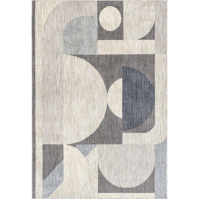 Gray Geometric Easy Care Synthetic Area Rug