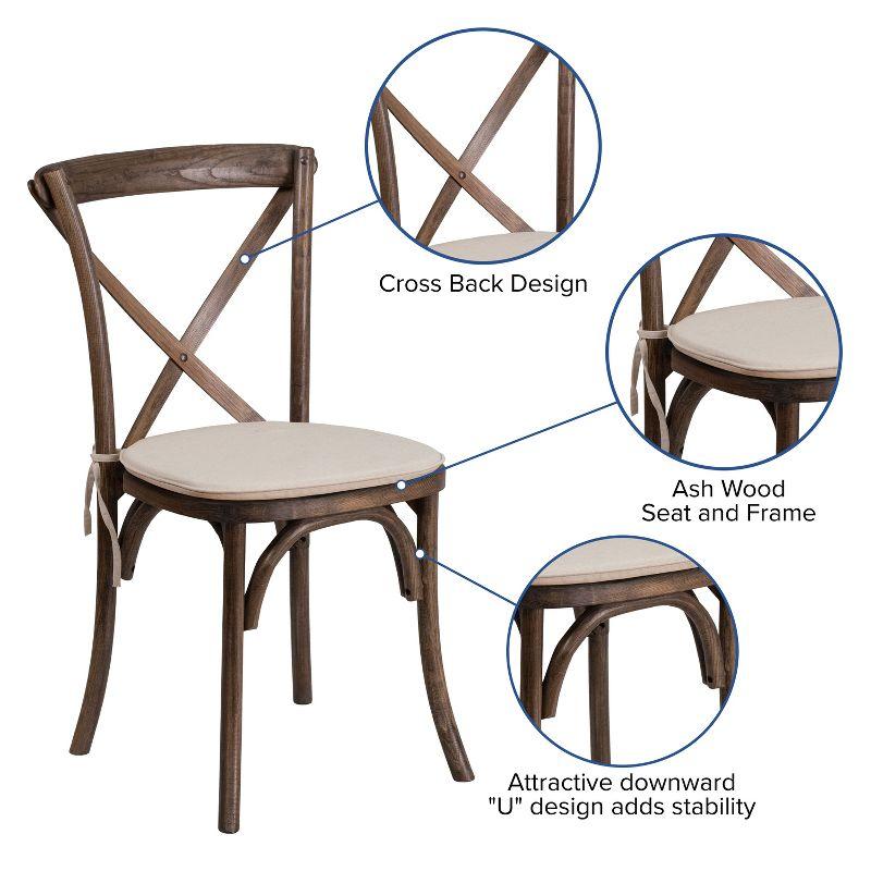 Merrick Lane Stackable Wooden Cross Back Bistro Dining Chair with Cushion