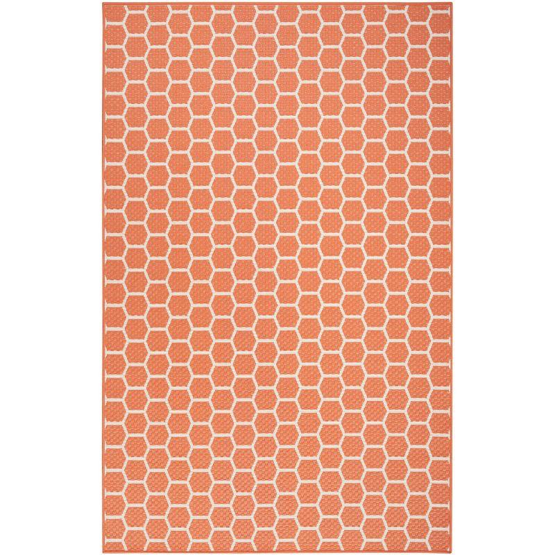 Coral Geometric Reversible Flat Woven 5' x 7' Rug