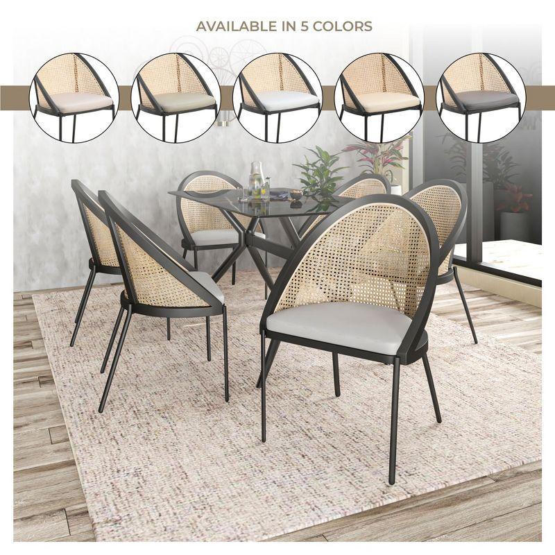 Bayou Breeze Upholstered Dining Chairs With Wicker Back And Stainless Steel Legs, Set Of 4 Caydyn (Set of 4)